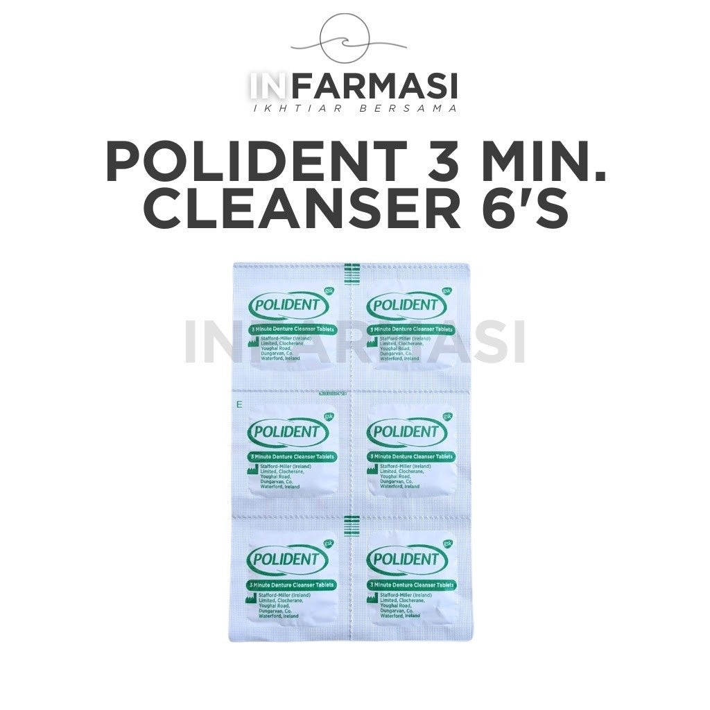 Polident 3 Minute Daily Cleanser For Dentures 6's (Strip) - Ubat Tablet Cuci Rendam Gigi Palsu