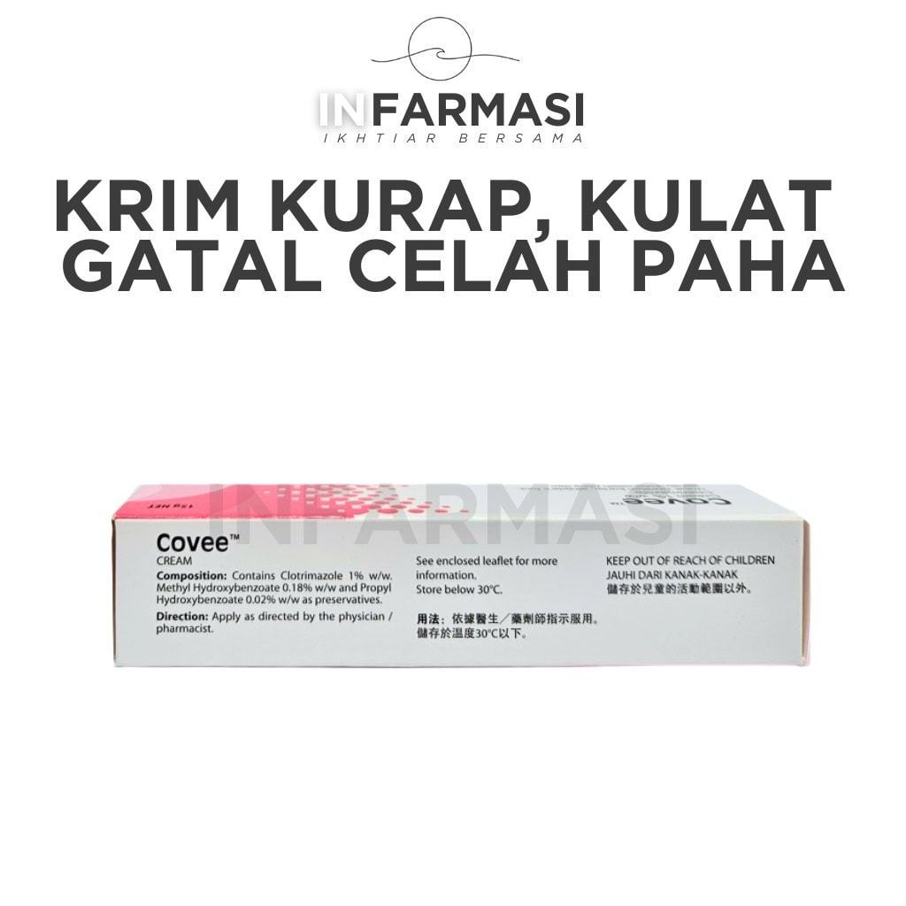 COVEE Cream 1% w/w Clotrimazole 15g - Krim Antifungal untuk Kurap, Panau, Jock Itch & Athlete's Foot