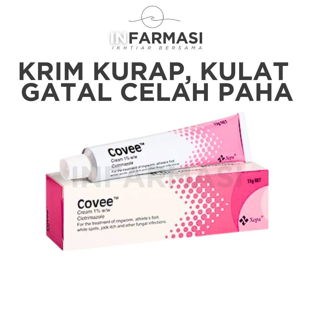 COVEE Cream 1% w/w Clotrimazole 15g - Krim Antifungal untuk Kurap, Panau, Jock Itch & Athlete's Foot