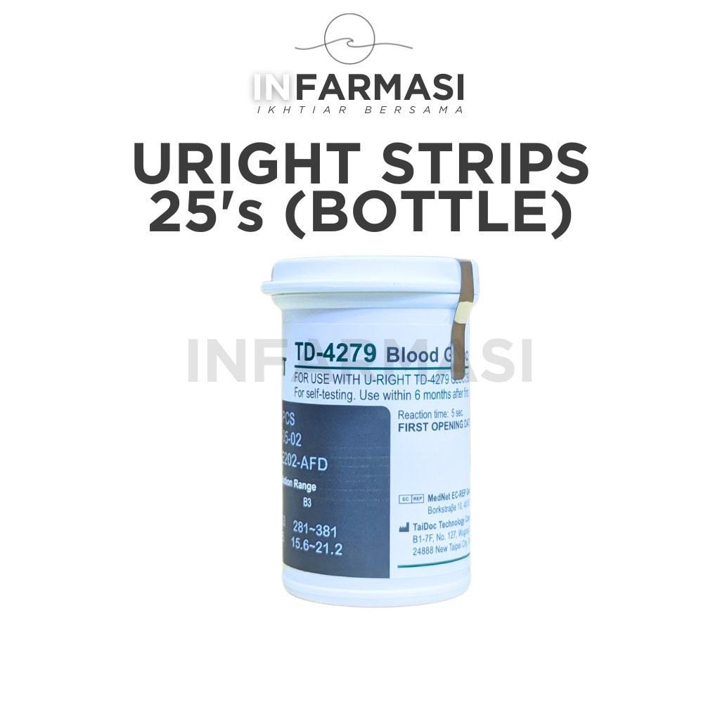 Uright TD-4279 Blood Glucose Test Strips 25's (Bottle) / 25's x 2 (Box) | Glucose Meter Strips