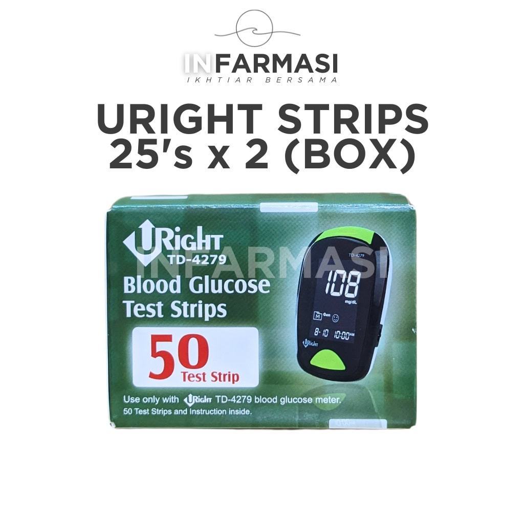 Uright TD-4279 Blood Glucose Test Strips 25's (Bottle) / 25's x 2 (Box) | Glucose Meter Strips